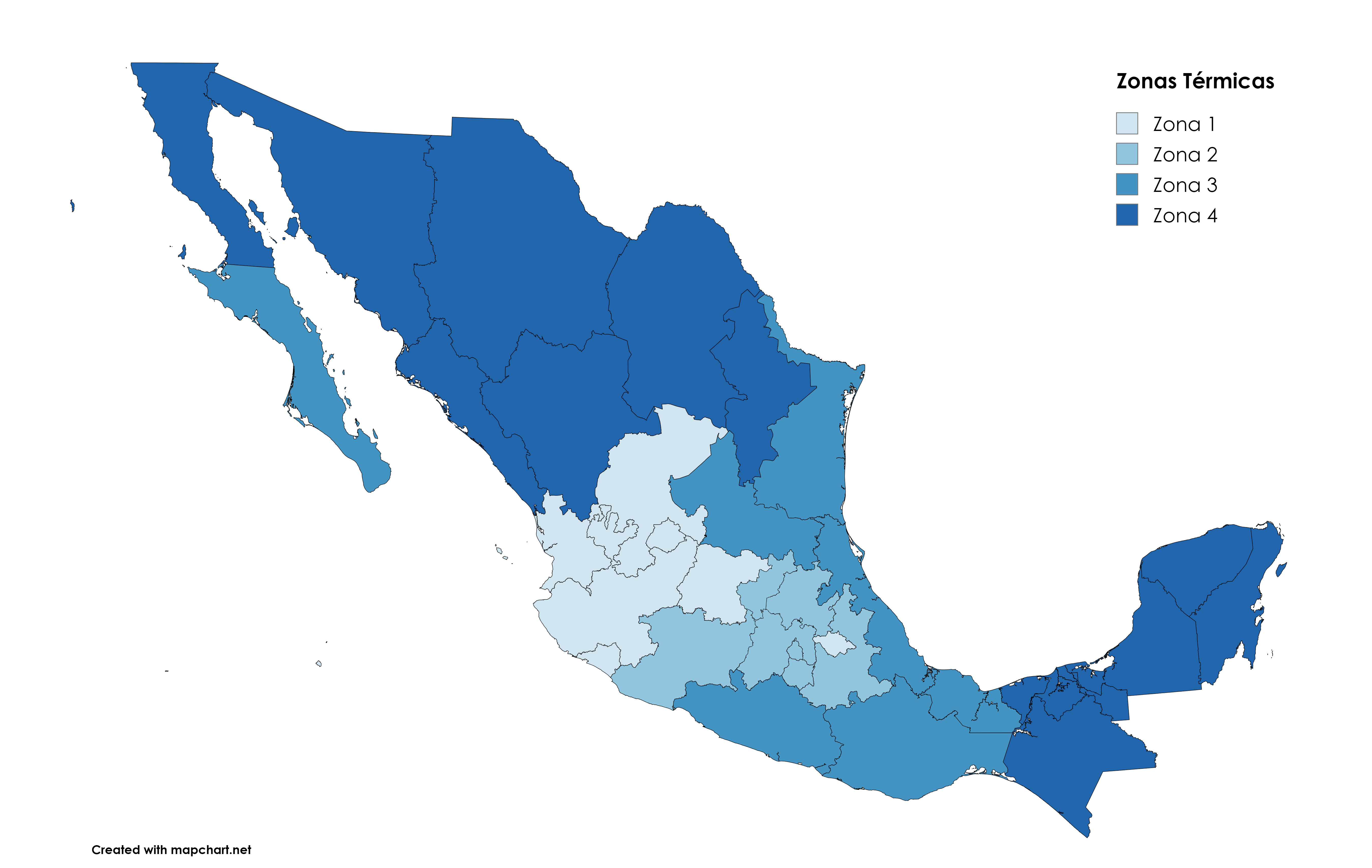 Mapa de zonas climáticas de México
